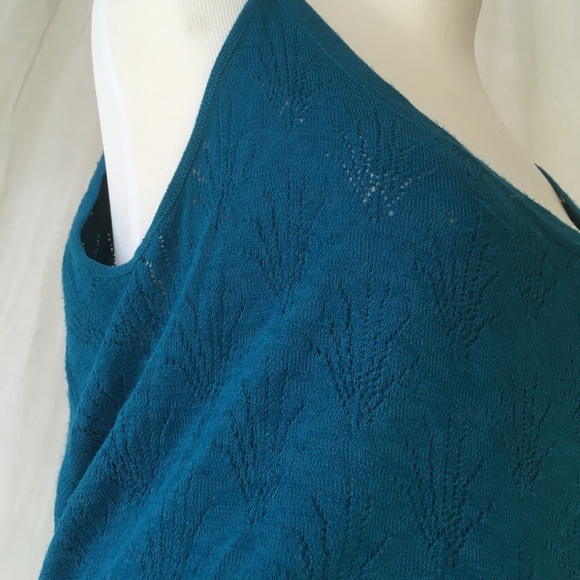 Dana Buchman Rayon Nylon Knit Sleeveless Tank Sz Large Teal Minimal Boho Office - Picture 7 of 12